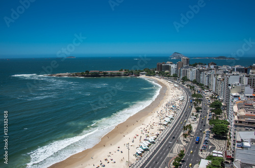 Awesome, breathtaking aerial view of Copacabana Beach, Rio de Janeiro, Brazil