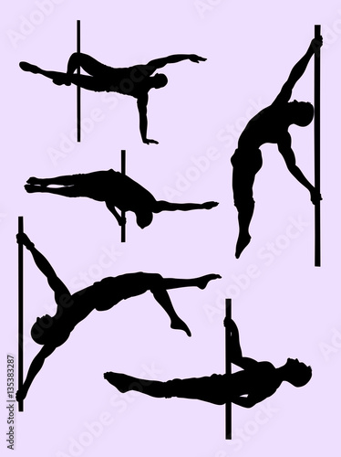 Healthy male pole dance silhouette. Good use for symbol, logo, web icon, mascot, sign, or any design you want.