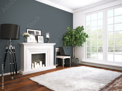 Modern bright interior . 3D rendering