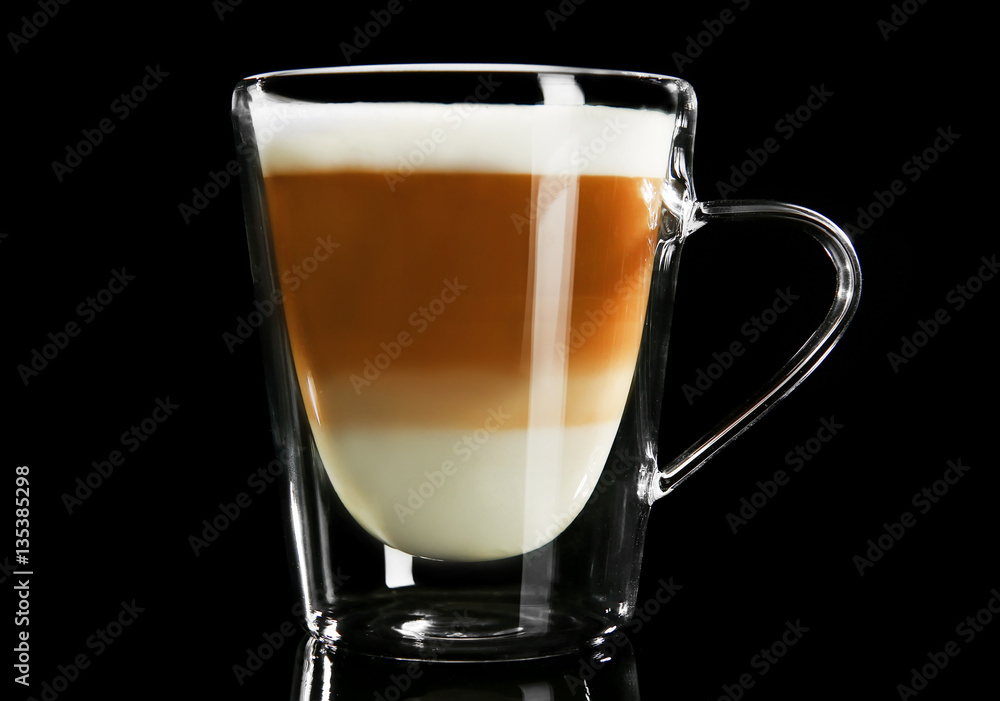 Cup of coffee on black background Cup of coffee on black background