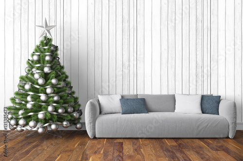 Beautiful Christmas interior . 3D rendering © Roman King