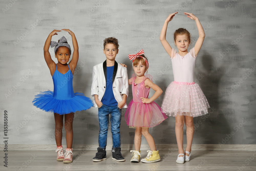 Fototapeta premium Cute funny children in dance studio