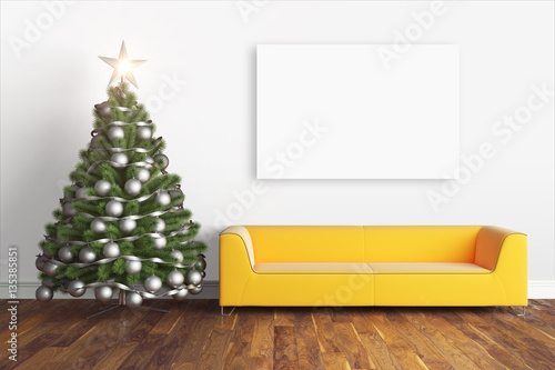 Beautiful Christmas interior . 3D rendering