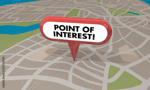 Canvas-taulu Point of Interest Location Map Travel Tourism Spot 3d Illustrati