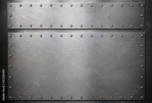 steel plates with rivets over metal background