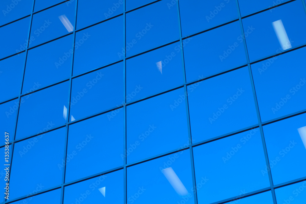 Fototapeta premium window view office building blue glass skyscraper