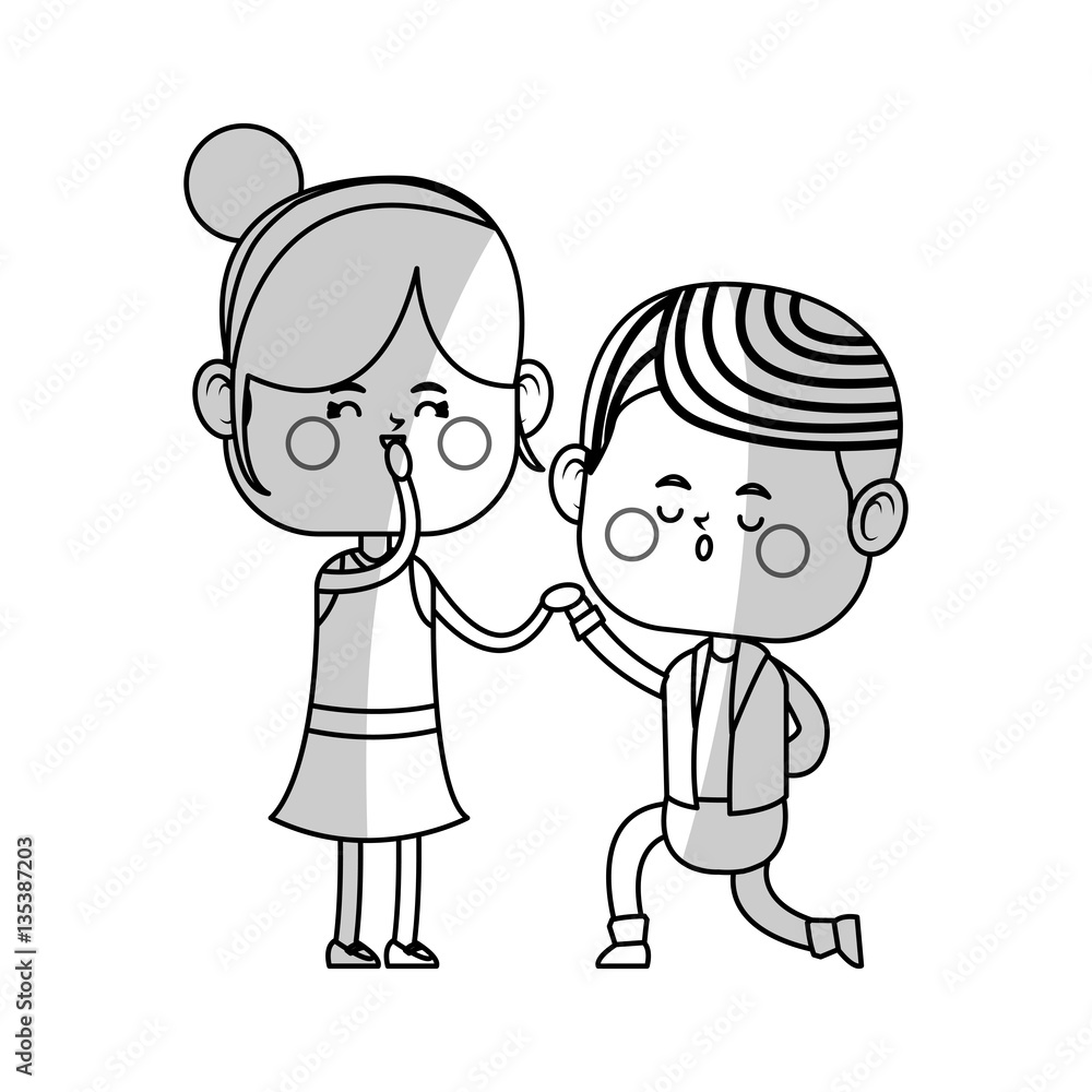 kawaii couple in love over white background. vector illustration kawaii couple in love over white background. vector illustration