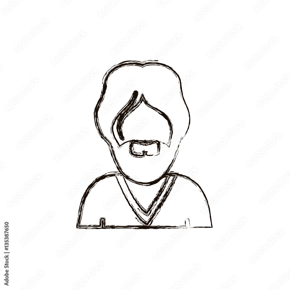 blurred silhoutte half body man with beard without face vector illustration vector illustration
