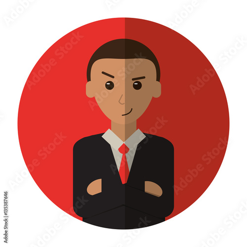 man business crossed arms suit necktie shadow vector illustration eps 10