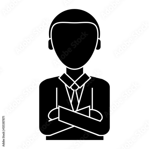 silhouette man business crossed arms suit necktie vector illustration eps 10