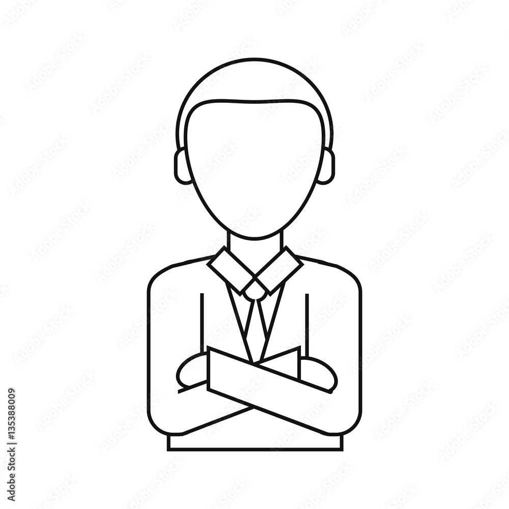man business crossed arms suit necktie thin line vector illustration eps 10