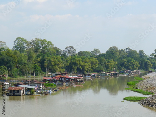 Houses along the river in Asia