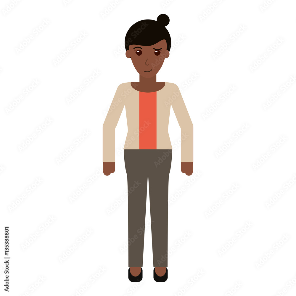 afro woman bun hair sweater casual vector illustration eps 10