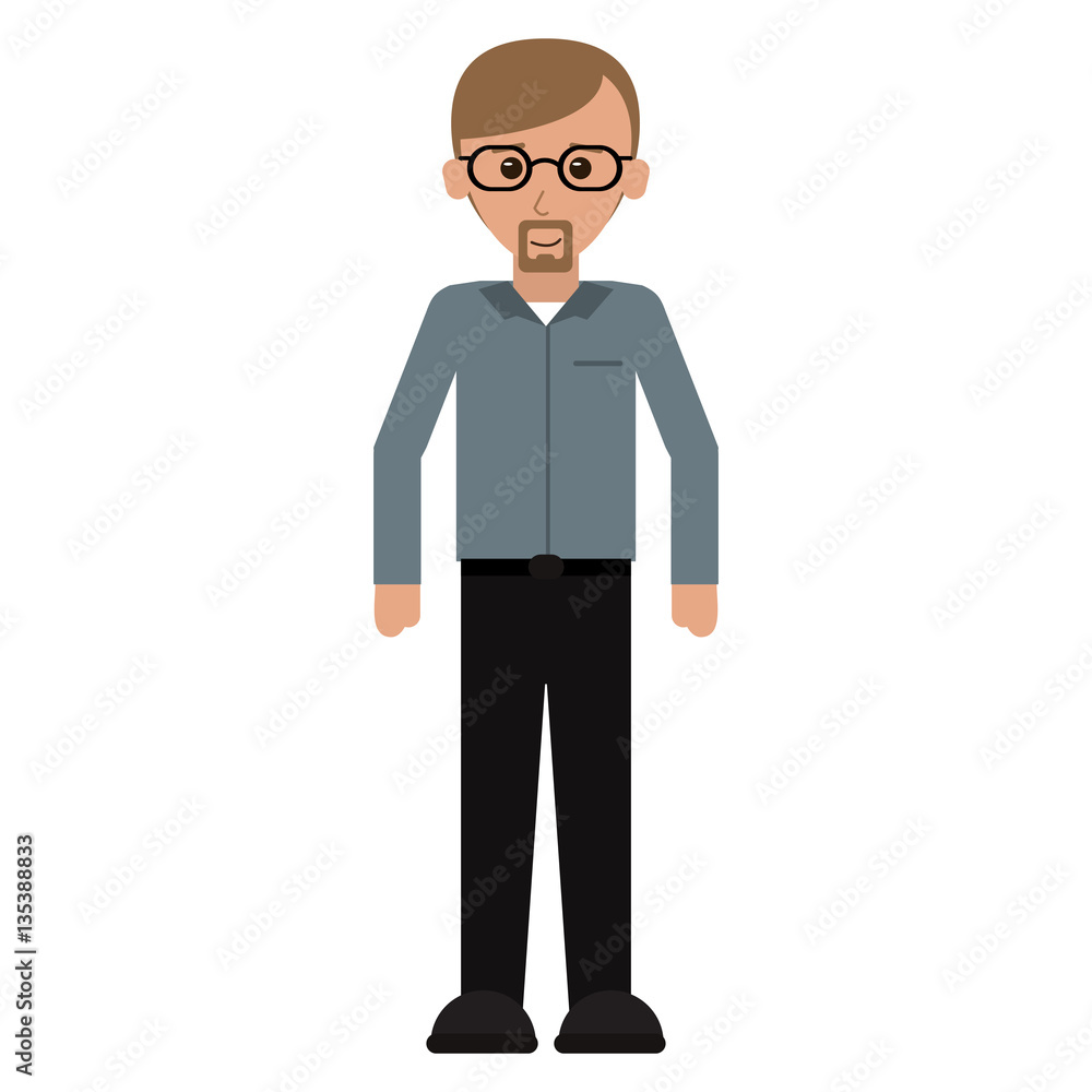 man adult glasses leadership office work vector illustration eps 10