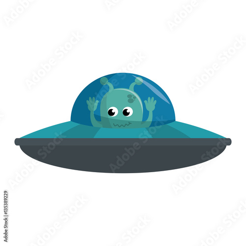 martian flying in the ufo vector illustration design