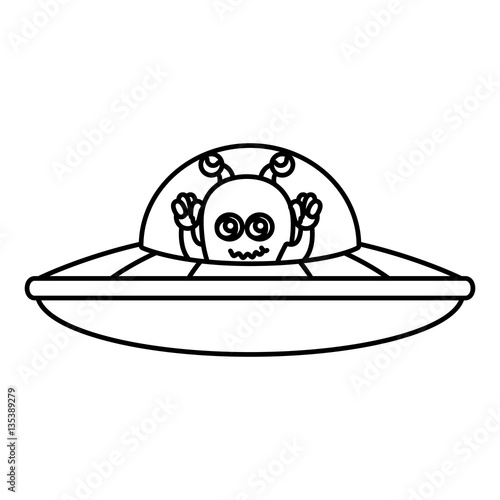 martian flying in the ufo vector illustration design