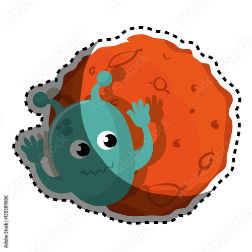 Planet of the solar system with martian vector illustration design