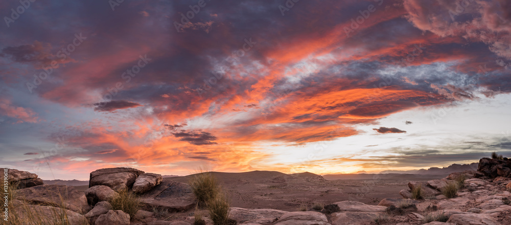Sunset stone desert, Talsint, Morocco