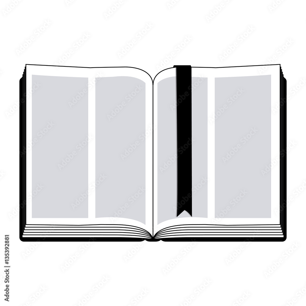 monochrome silhouette with open book with ribbon vector illustration monochrome silhouette with open book with ribbon vector illustration