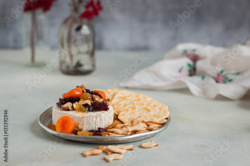 Dried Fruit, Walnut and Honey Baked Brie