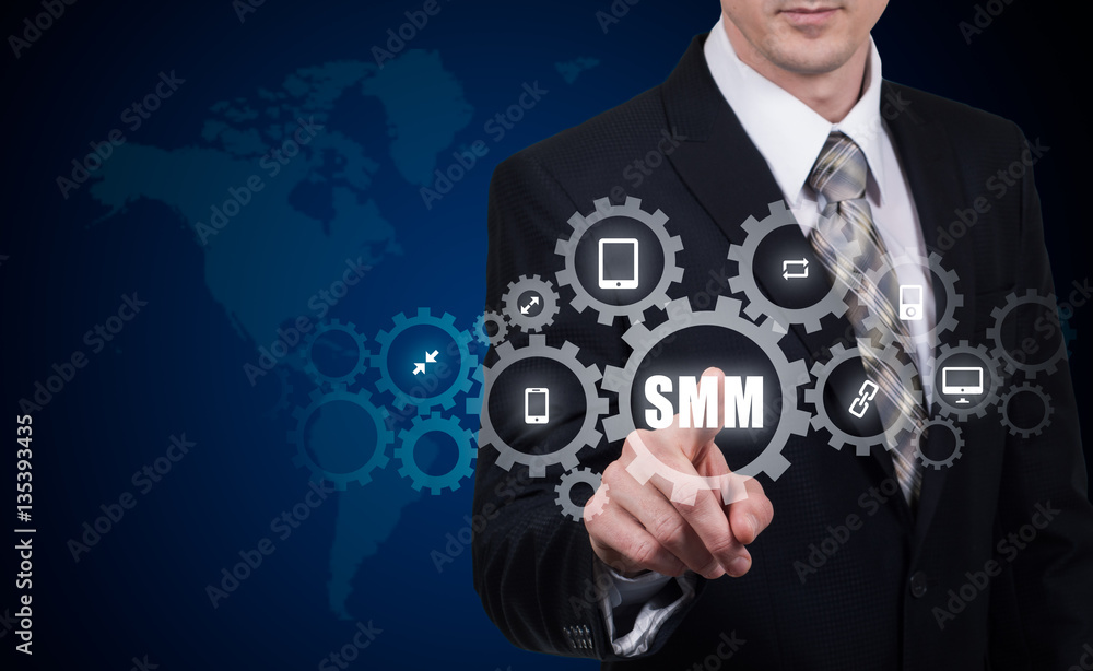Business, technology, internet and networking concept. SMM - Social Media Marketing on the virtual display. Business, technology, internet and networking concept. SMM - Social Media Marketing on the virtual display.