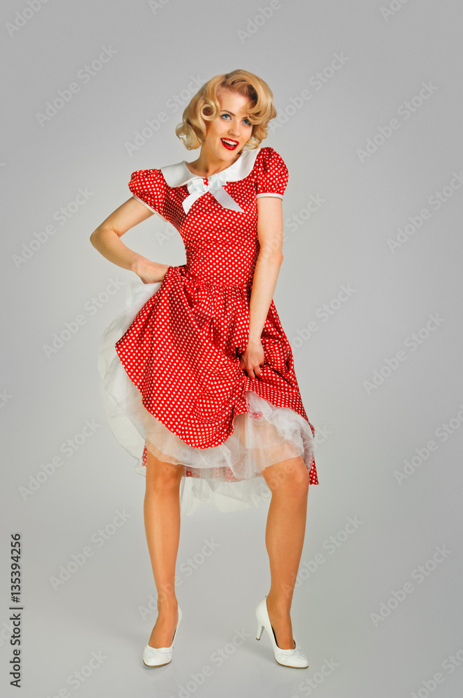 alluring coquettish girl in spotted dress alluring coquettish girl in spotted dress