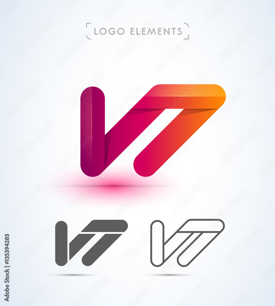 Vector abstract stripe style logo design. Origami collection Vector abstract stripe style logo design. Origami collection