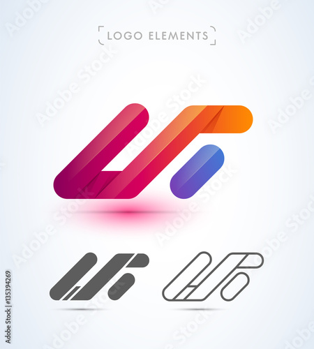 Vector abstract stripe style logo design. Origami collection