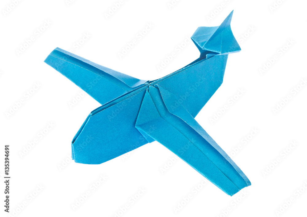 Obraz premium Blue airplane of origami