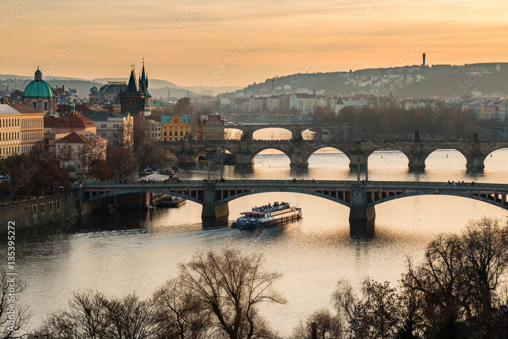 Prague Bridges over the Vltava river.
