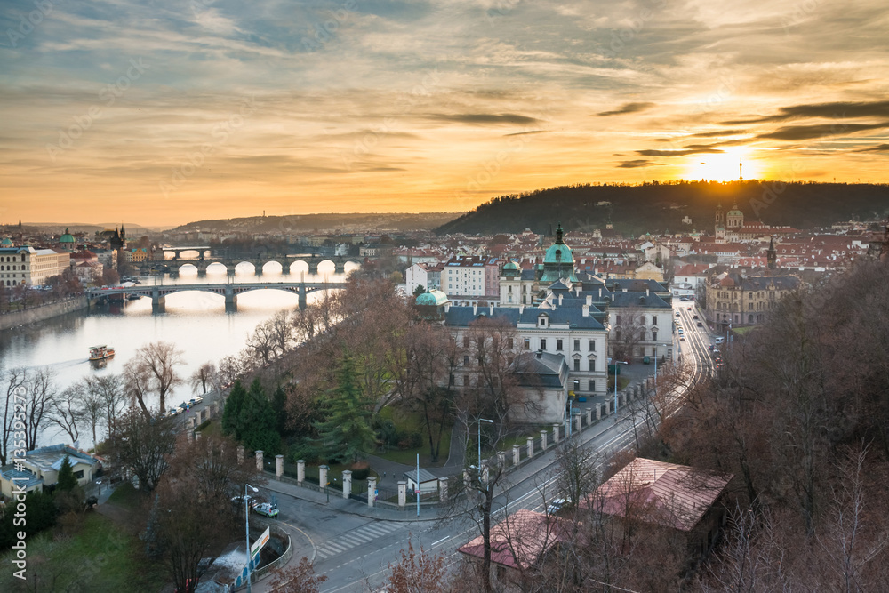 The Bridges over the Vltava river in Prague.