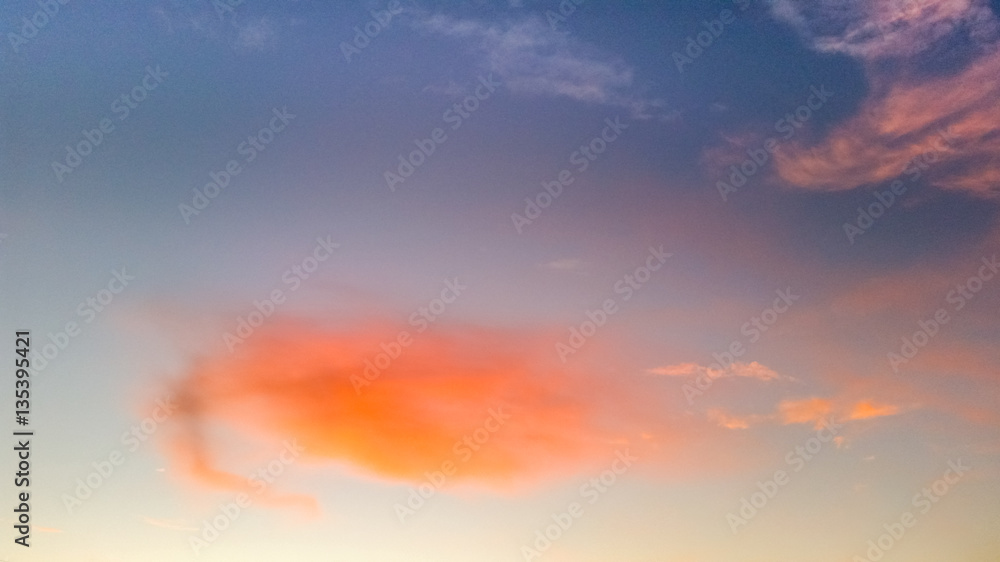 View of a beautiful  pink cloud after the sunset