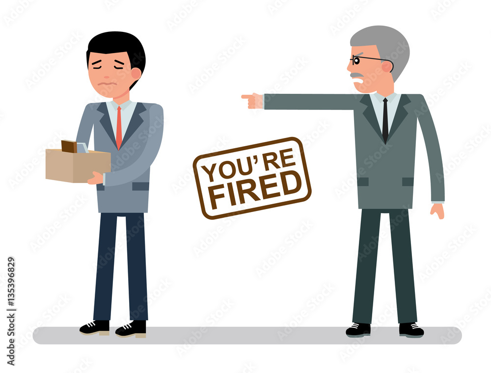 The chief dismisses the employee. Boss getting fired by employee. Cartoon  vector flat-style illustration Stock Vector | Adobe Stock
