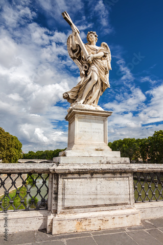 Statue of an angel on the bridge over the Tiber river near Vatican in Rome, Lazio region, Italy.