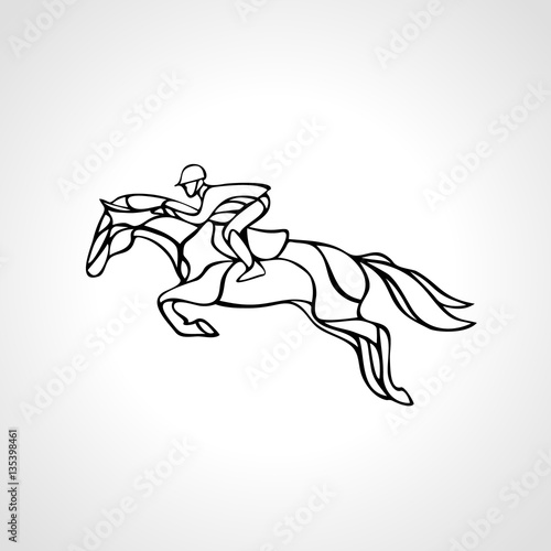 Horse race. Equestrian sport. Silhouette of racing with jockey