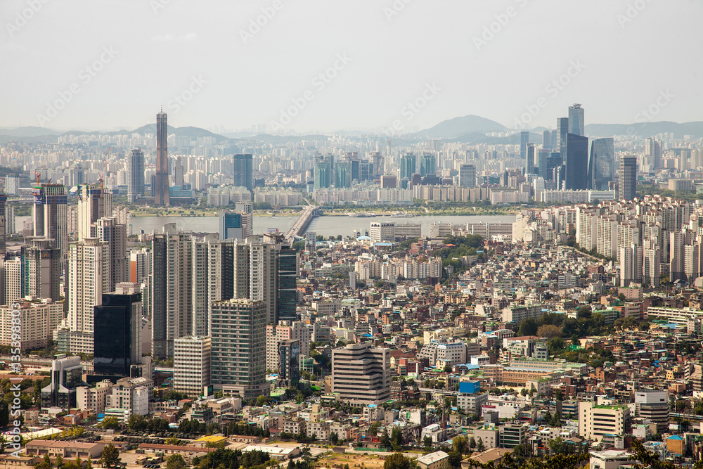 Aerial views of Seoul, South Korea