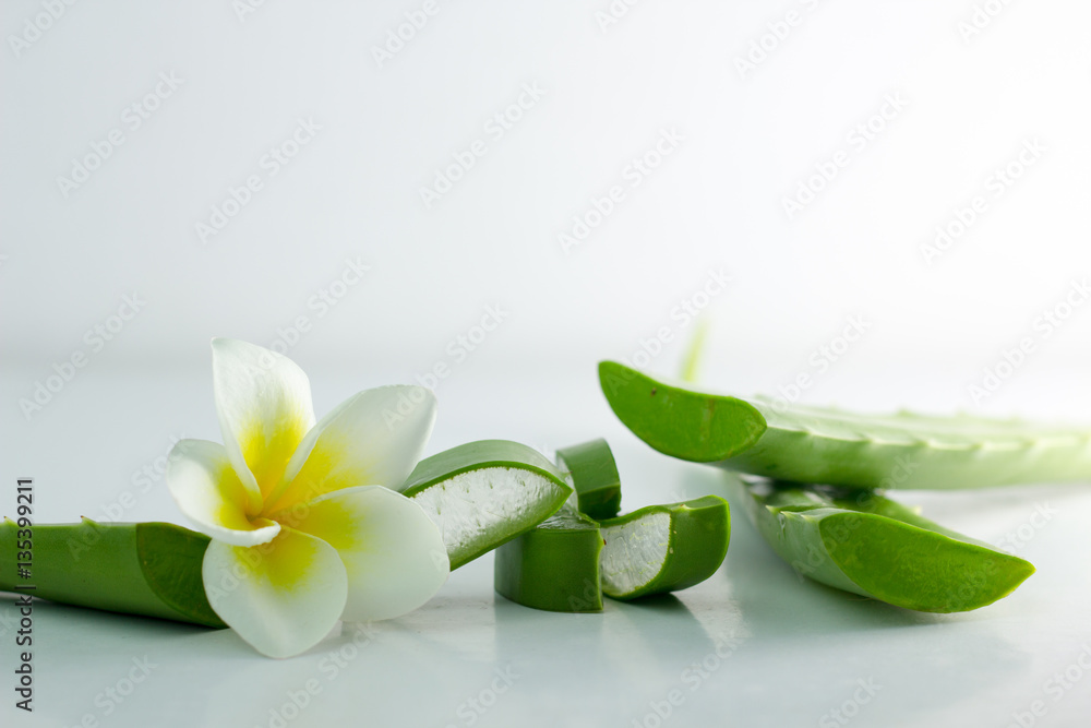 Aloe Vera sliced, isolated on a white background for health. Aloe Vera sliced, isolated on a white background for health.