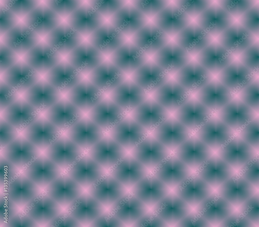 Abstract seamless green background with pink spots are laid out in rows and form a continuous pattern
