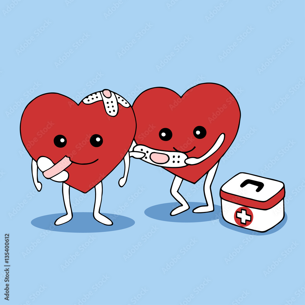 Obraz premium kind heart helping pain heart vector hand drawn illustration design
