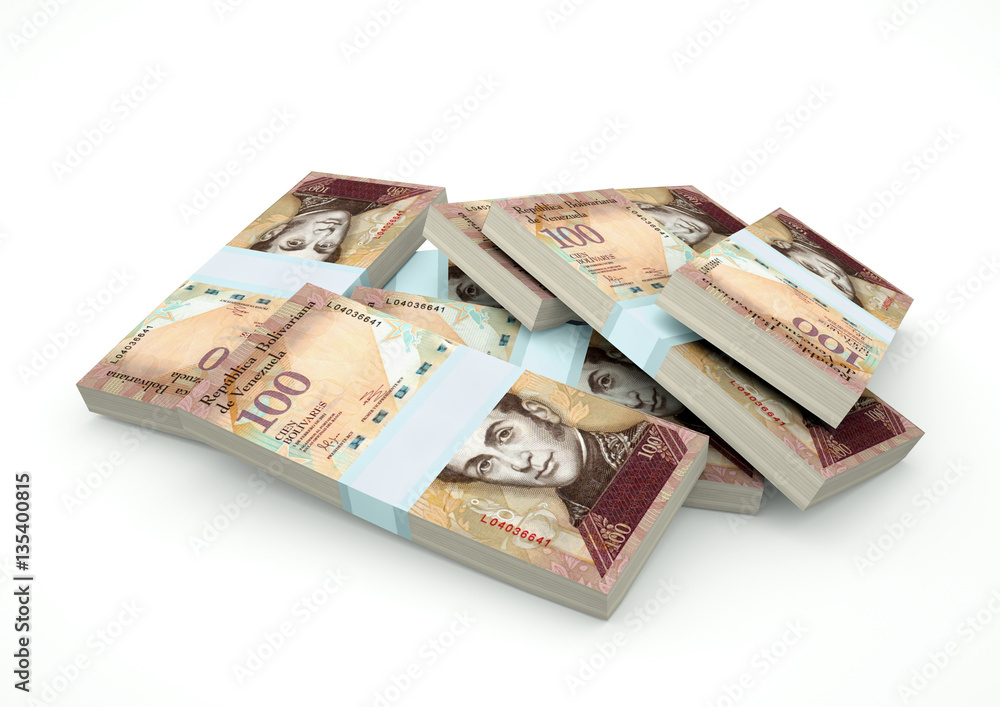 Stack of Venezuela Money isolated on white background Stack of Venezuela Money isolated on white background