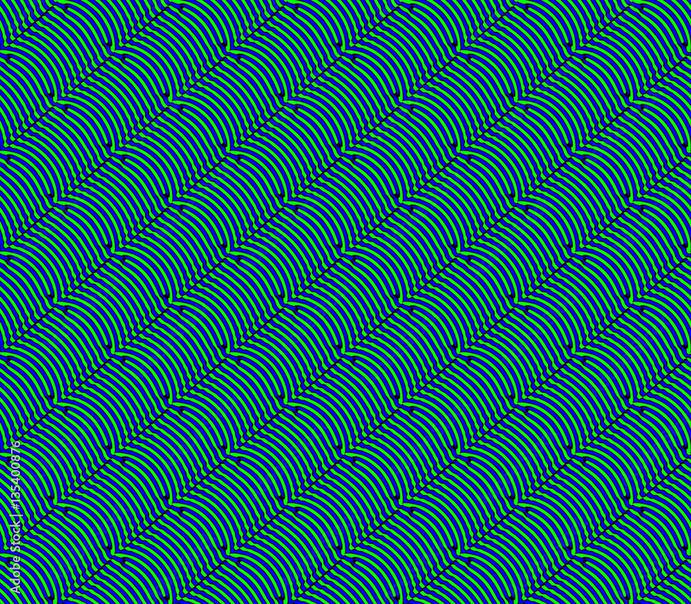 Fototapeta premium Abstract seamless strips and small squares of black and green lined in rows to form a continuous pattern