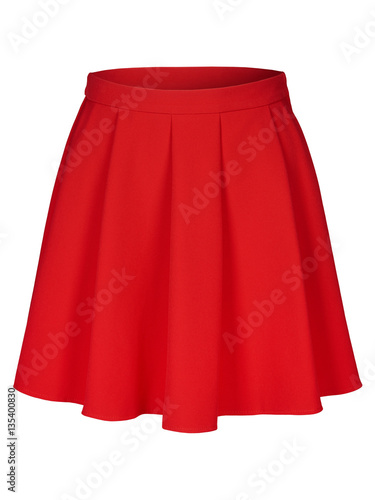 Red flounce skirt on invisible mannequin isolated on white