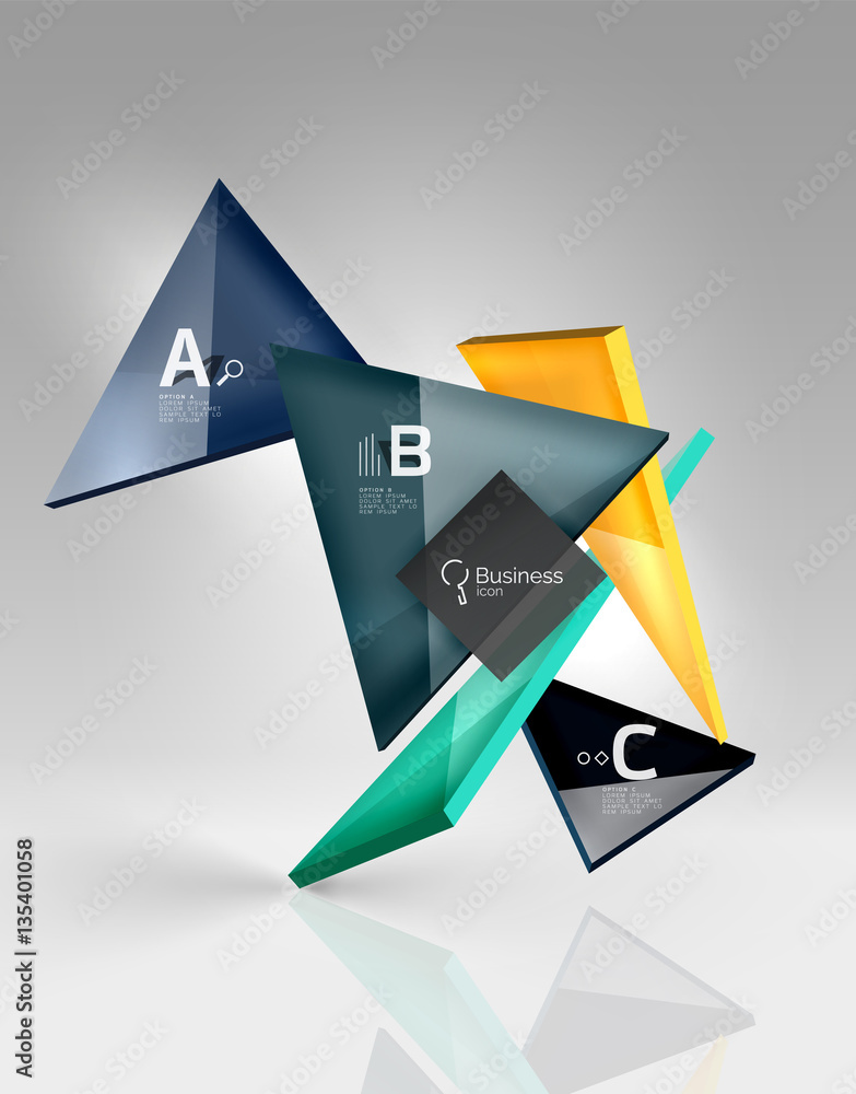 Glossy glass translucent triangles on 3d empty space Glossy glass translucent triangles on 3d empty space