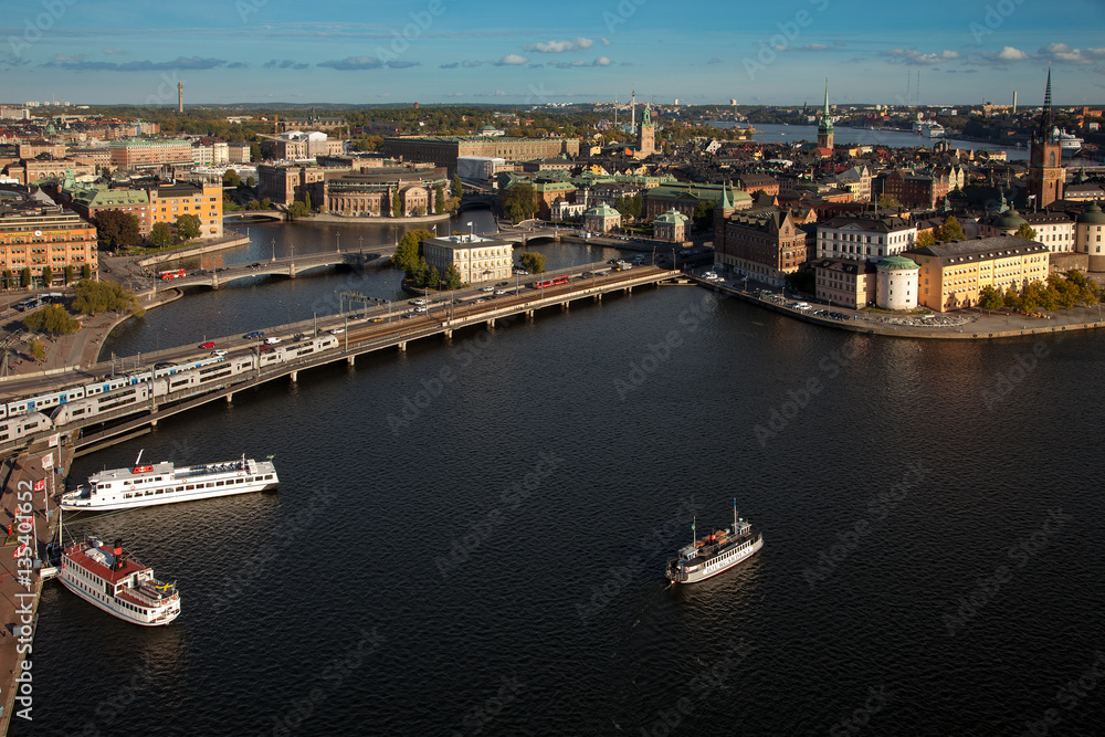 Aerial view of the old town (Gamla Stan) of Stockholm, Sweden