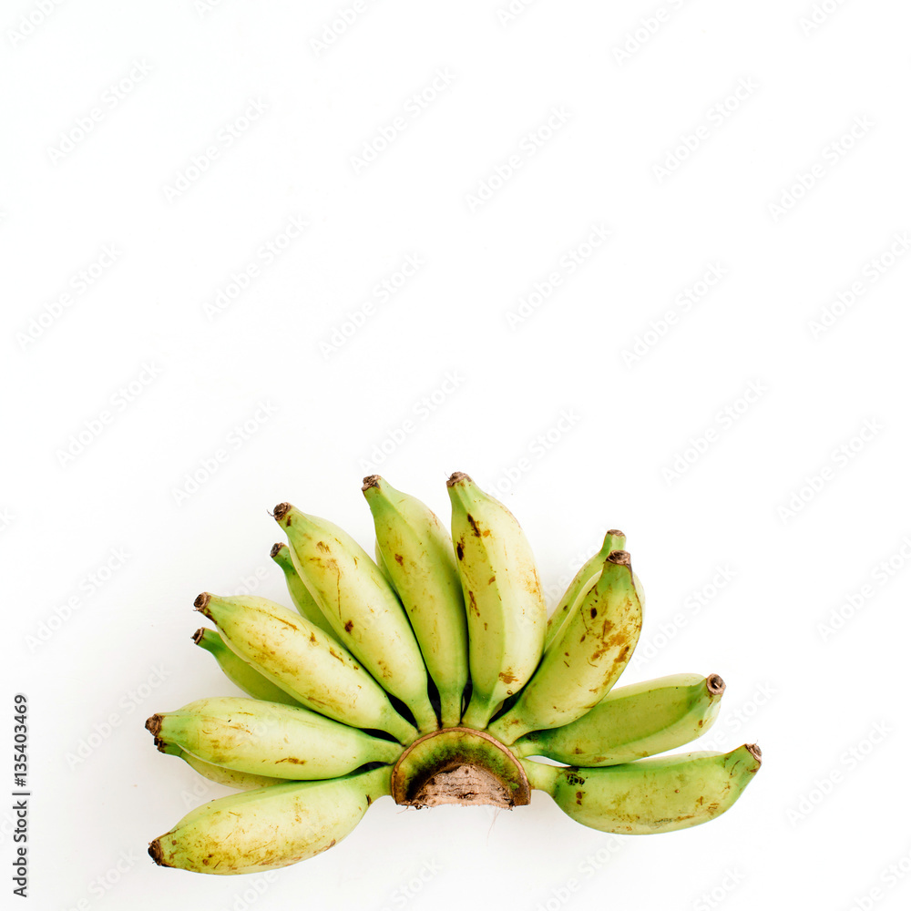 Bunch of bananas isolated. Flat lay, top view. Creative food concept Bunch of bananas isolated. Flat lay, top view. Creative food concept