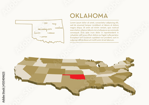 3D USA State map - OKLAHOMA