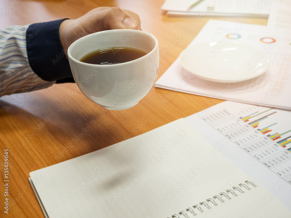 Young asian businessman with a cup of coffee, Thai male businessman Young asian businessman with a cup of coffee, Thai male businessman