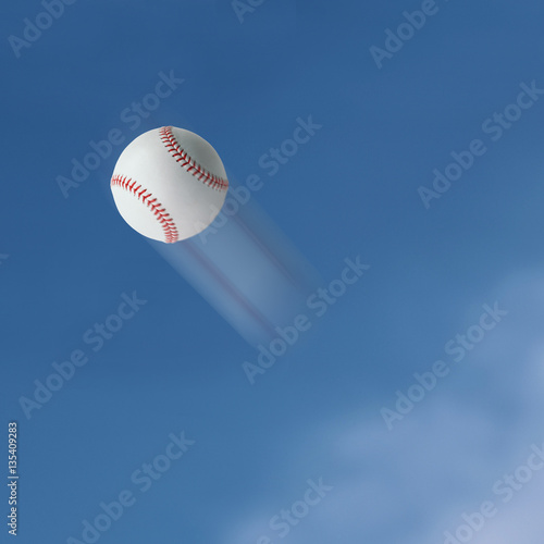 Baseball flying into the sky.

