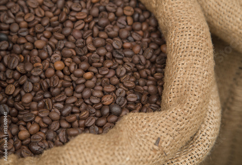 raw coffee beans in the bag
