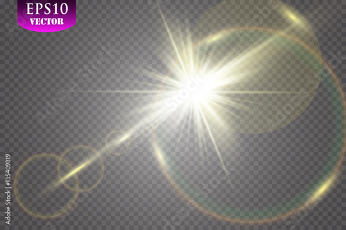 Vector transparent sunlight special lens flare light effect.